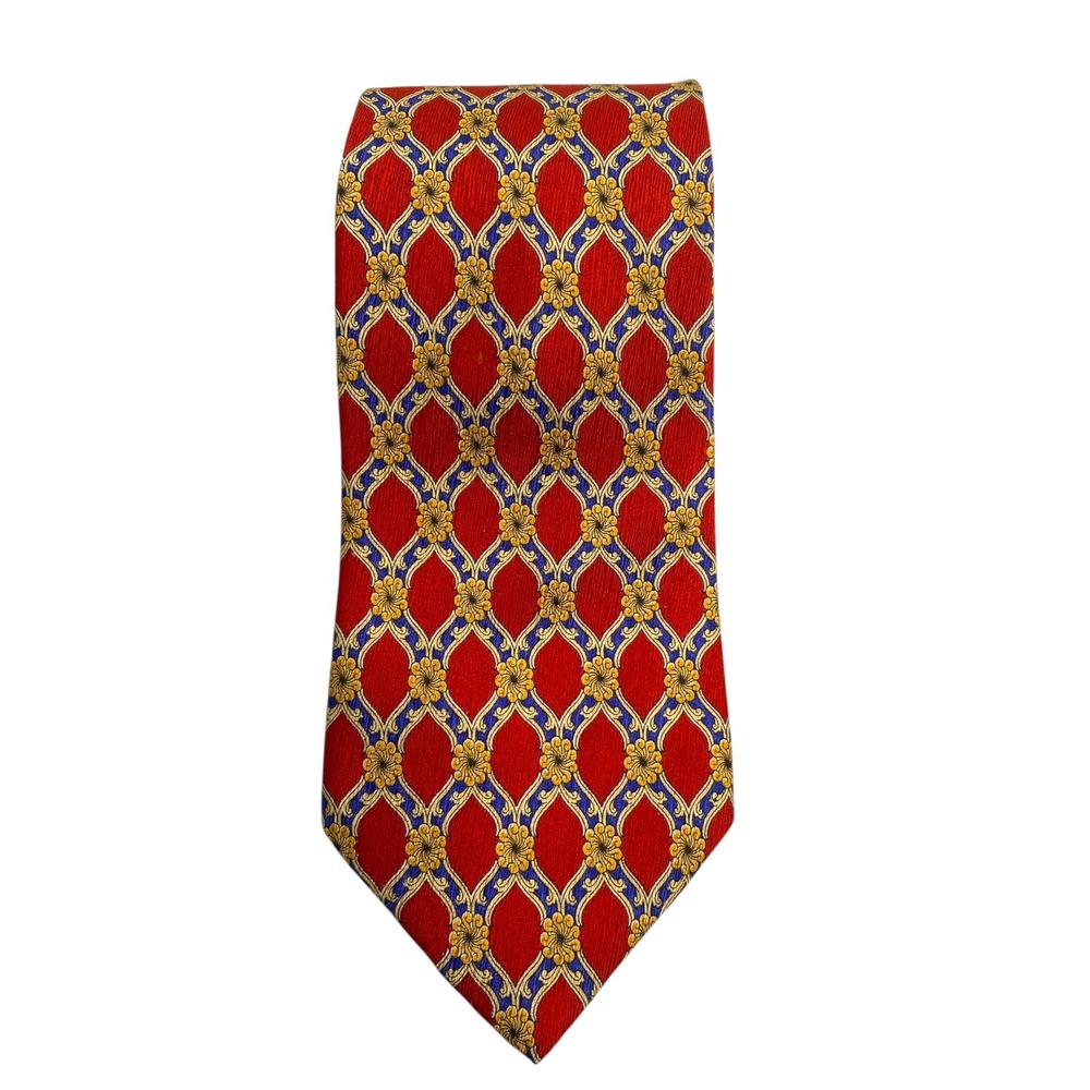 Club Room Men's Necktie Red Blue Gold Floral Pattern Silk Business‎ Career A20Q